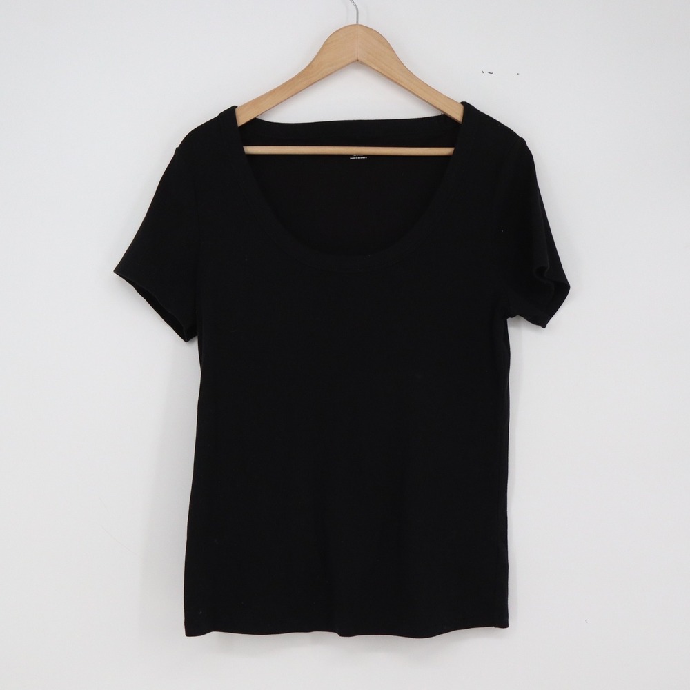 Old Navy T Shirt Womens XL Tall Scoop Neck Black Ribbed Short Sleeve Excellent